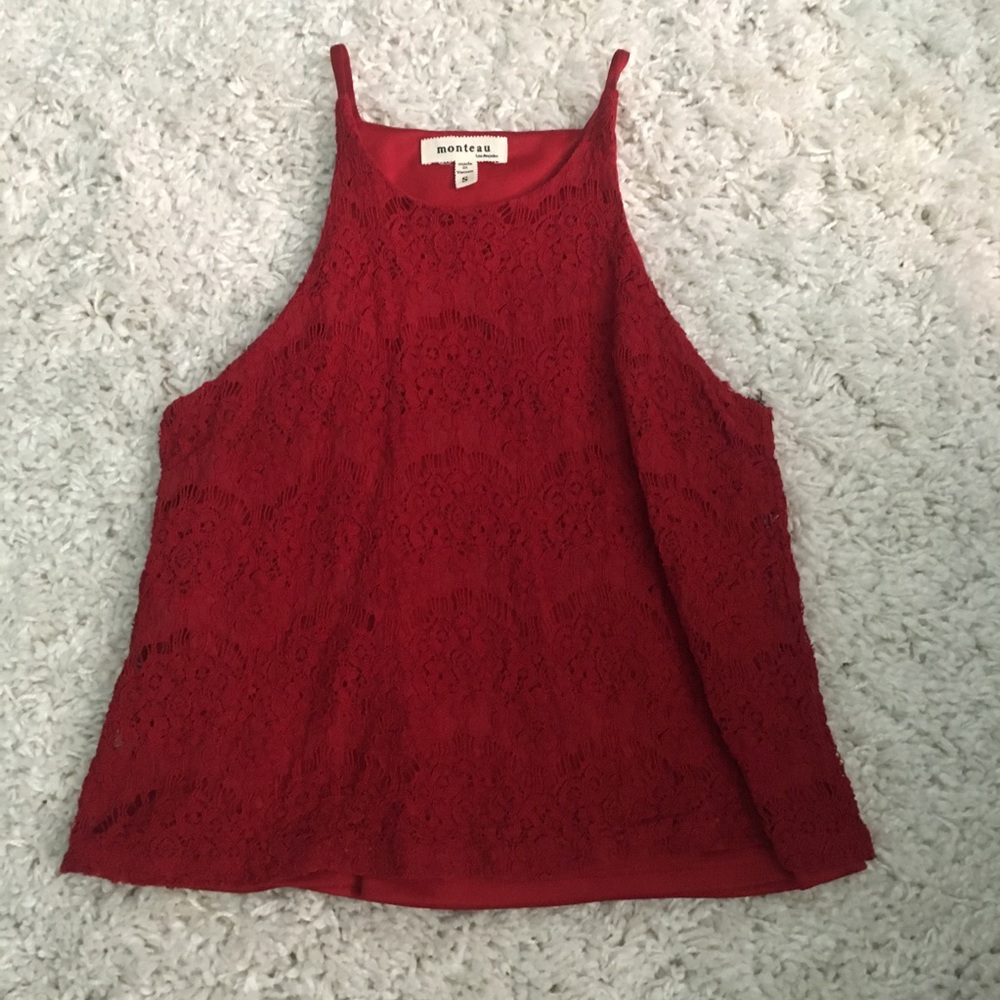 Red lace Monteau tank top